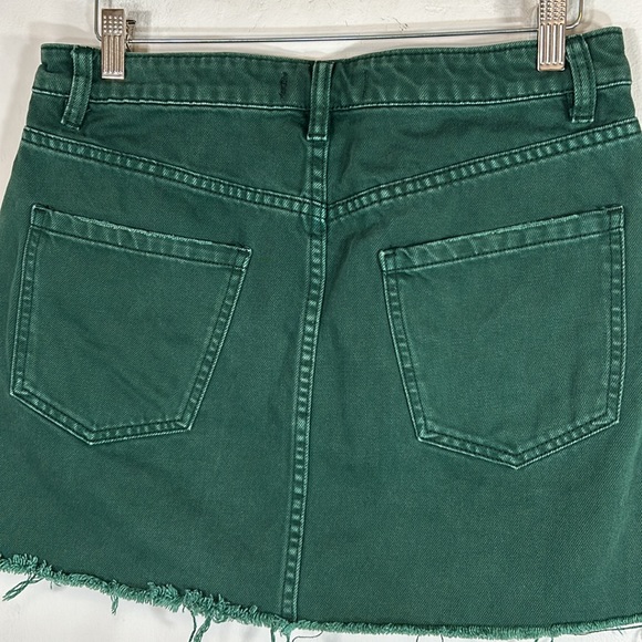 Free People We The Free Cotton Zip Up Women’s Size 30 Green Mini Denim Skirt - Picture 11 of 14
